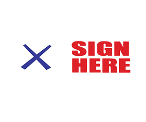 SIGN HERE Color Red/Blue