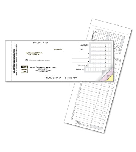 Booked Deposit Tickets - Quick Entry Format -2 Part, Free Shipping