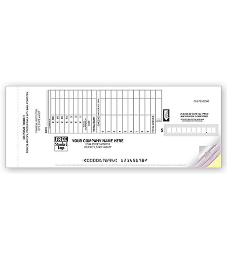 Booked Deposit Tickets - Retail Format - 2 Part, Free Shipping