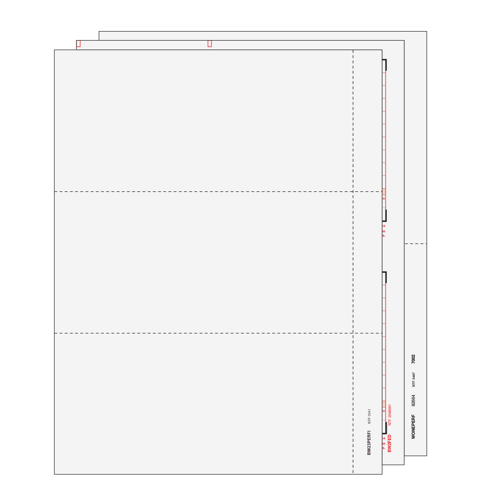 3up Blank W-2 Form 6-part Set (with Instructions)