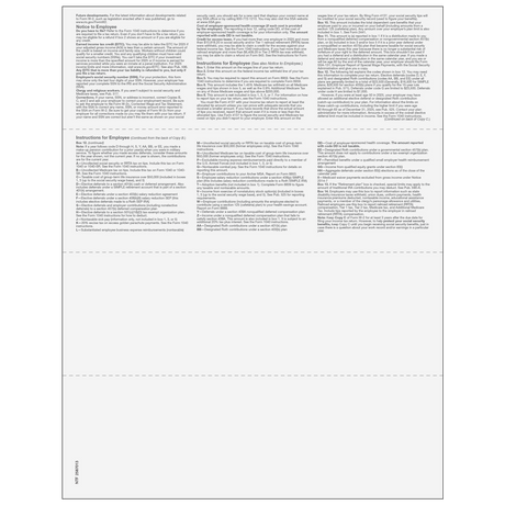 4up Blank W-2 Form - Horizontal (with Employee Instructions)