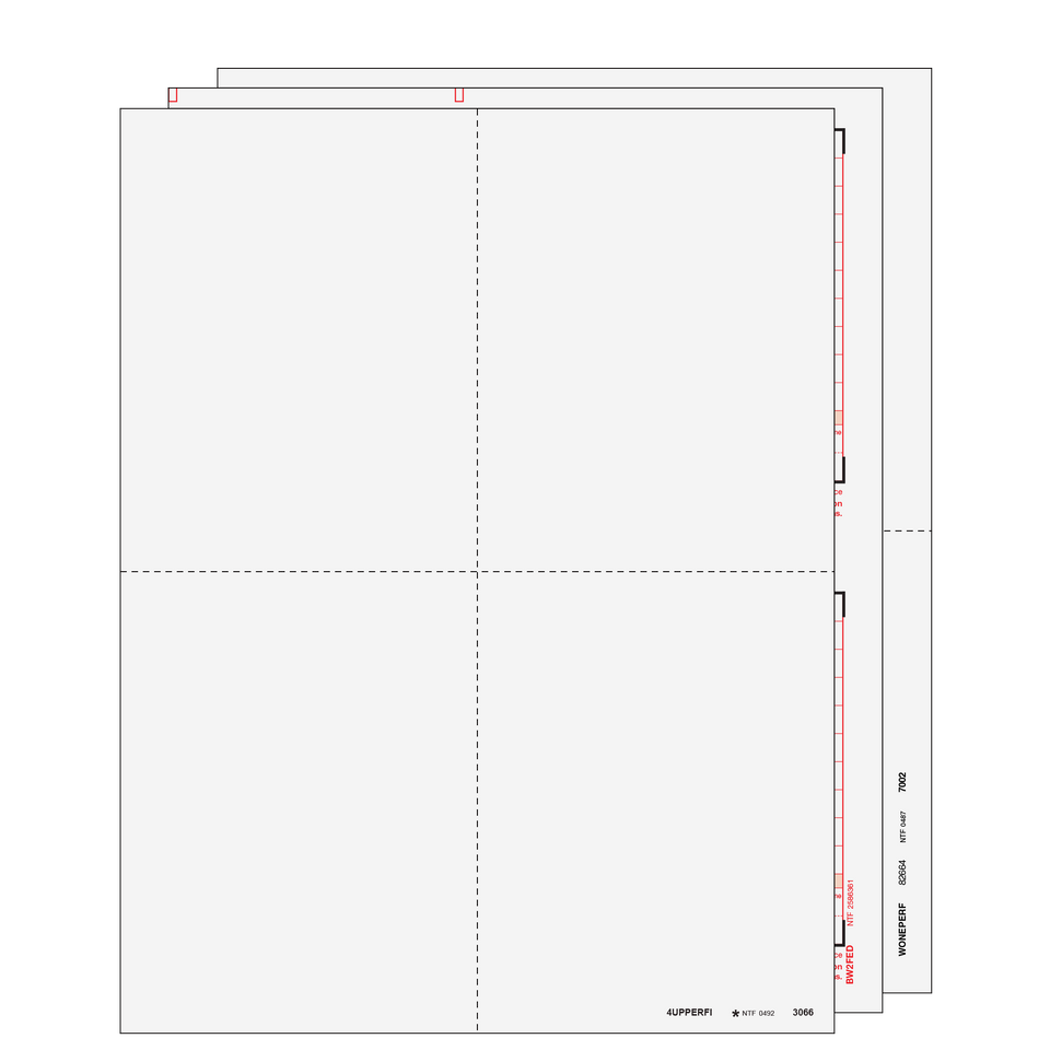 4up Blank W-2 Form 6-part Set (with Instructions)