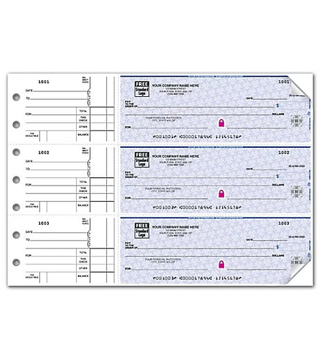 3-On-A-Page Business Size Checks, Side-Tear Voucher - 250 Qty