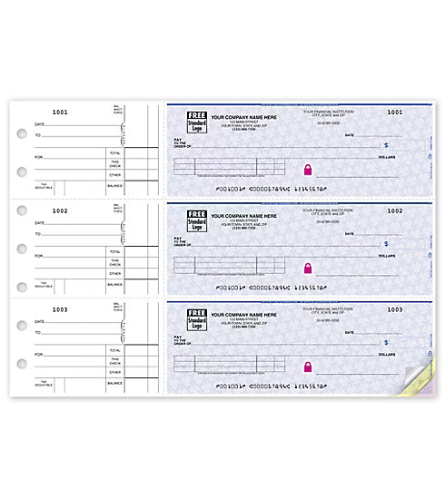 3-On-A-Page Business Size Checks, with Side-Tear Vouchers - 250 Qty