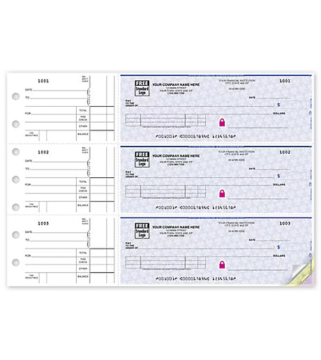 3-On-A-Page Business Size Checks, with Side-Tear Vouchers - 250 Qty