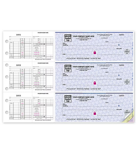 3-On-A-Page Business Size Checks for Hourly Payroll - 250 Qty