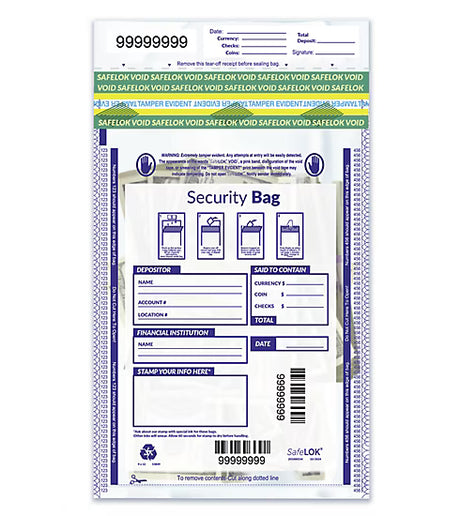 9 x 12 Single Pocket Clear Plastic Bank Deposit Bags - 100 Qty