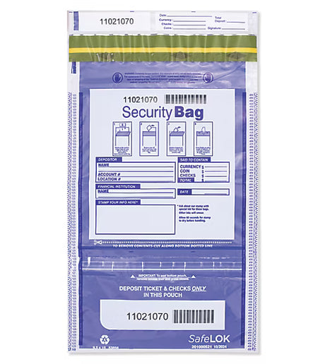 9 1/2 x15" Dual Pocket Deposit Bag, Clear Front, Opaque Back - 100 Qty