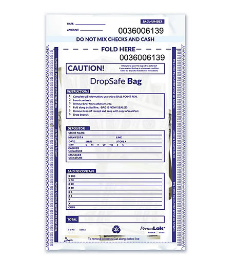 5 x 9 1/2" Drop Safe Style Deposit Bag, Clear - 100 Qty