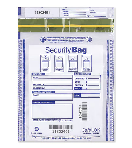 9 x 12" Dual Pocket Deposit Bag, Clear - 100 Qty
