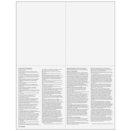 2026 W-2 Employee 4-Up Quadrant Copies 2/2/B/C Preprinted Laser Forms