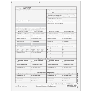 Form W-2C Corrected Employee Federal, Copy B