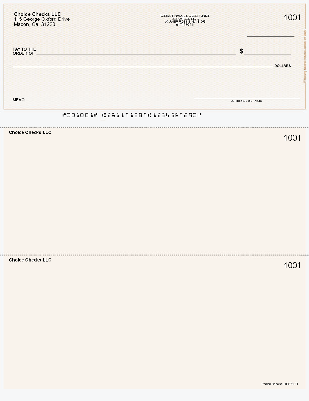 Lattice Imprinted Business Checks on Top - Good Security - Lattice Tan