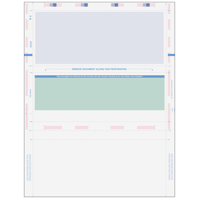 Pressure Seal Z-Fold Blank Check with Flat Background