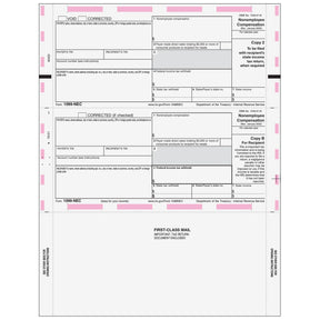 11" Pressure Seal 1099-NEC Form - Z Fold Recipient (Copies B, 2)