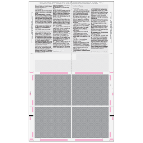 2026 W-2 Pressure Seal EZ Fold W-2 4-Up Quadrant Preprinted Forms