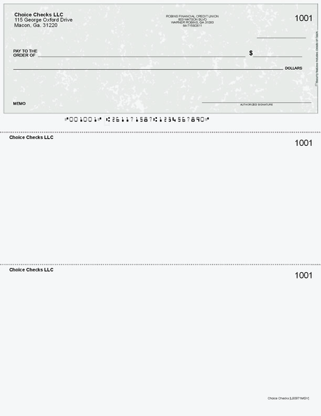 Marble Imprinted Business Check on Top - Good Security