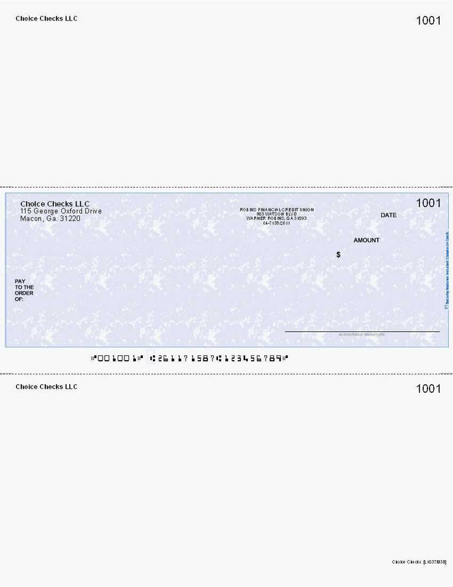 Marble Imprinted Business Check In Middle - Good Security - Marble Blue