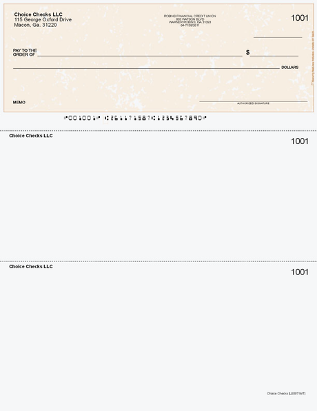 Marble Imprinted Business Check on Top - Good Security