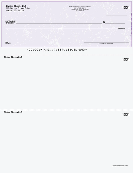 Marble Imprinted Business Check on Top - Good Security