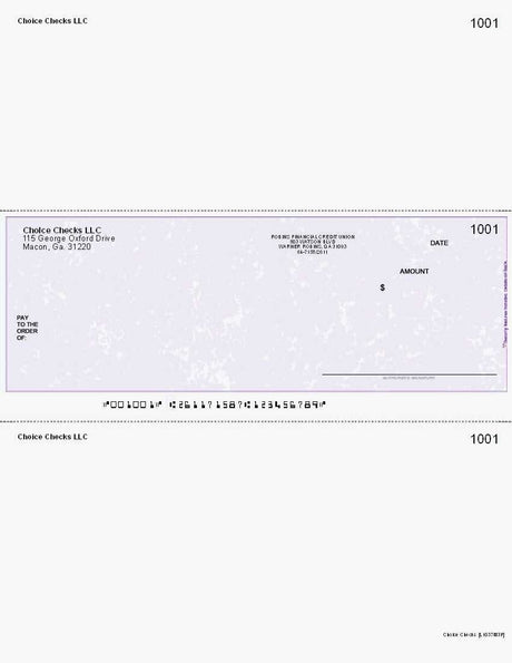 Marble Imprinted Business Check In Middle - Good Security - Marble Purple