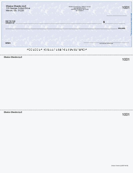 Marble Imprinted Business Check on Top - Good Security