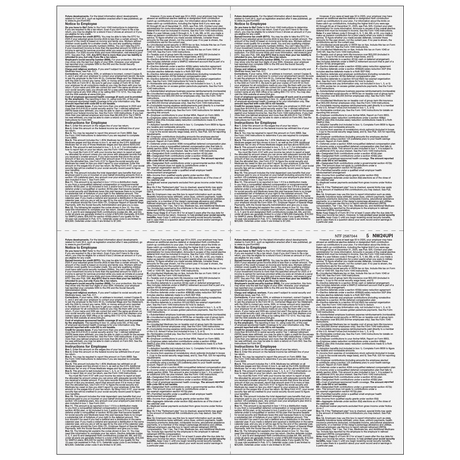 Form W-2 - 4up Quadrant (Instructions on all panels)