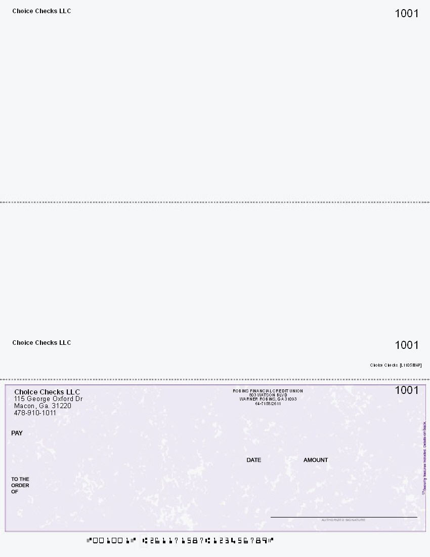 Marble Imprinted Business Check on Bottom - Good Security – Purple