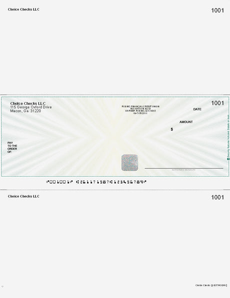Prismatic Star With Hologram Imprinted Business Check in Middle - Green/Yellow