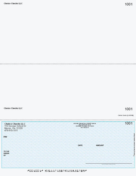 Herringbone Imprinted Business Checks on Bottom - Better Security – Blue