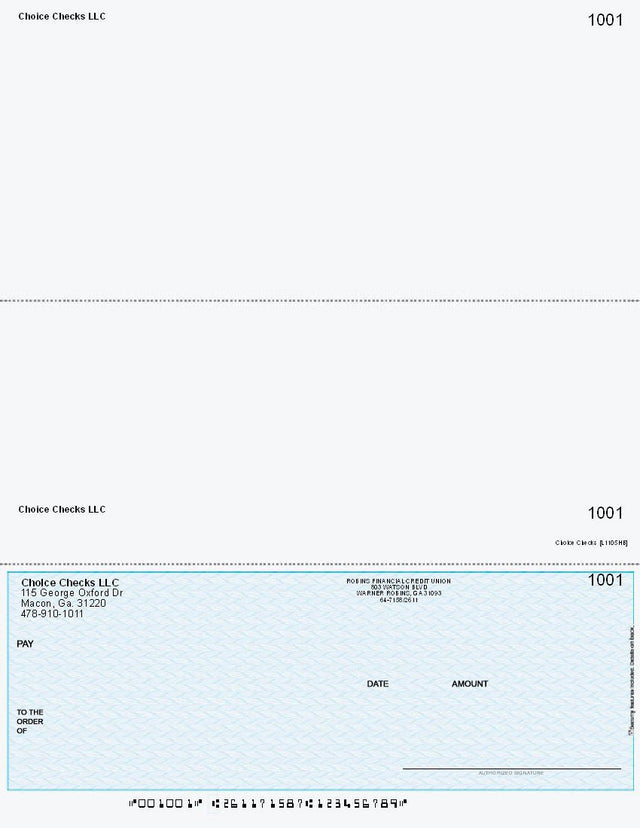 Herringbone Imprinted Business Checks on Bottom - Better Security – Blue