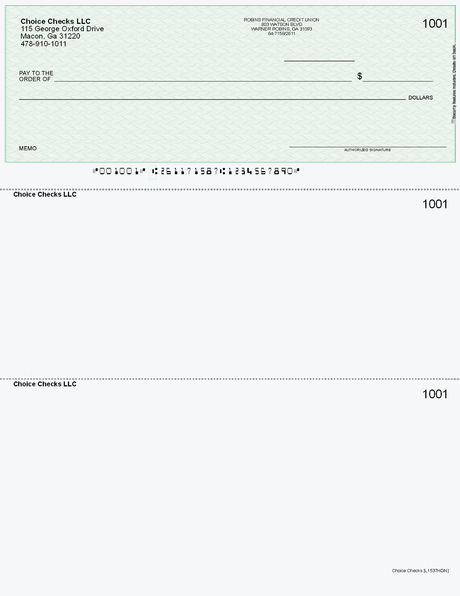 Herringbone Imprinted Business Checks on Top - Better Security – Green