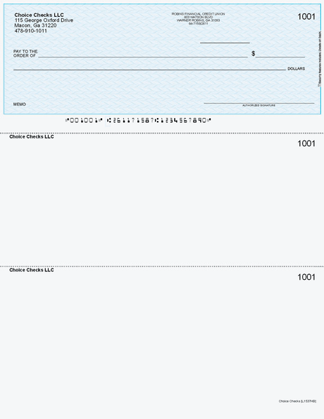 Herringbone Imprinted Business Checks on Top - Better Security – Blue