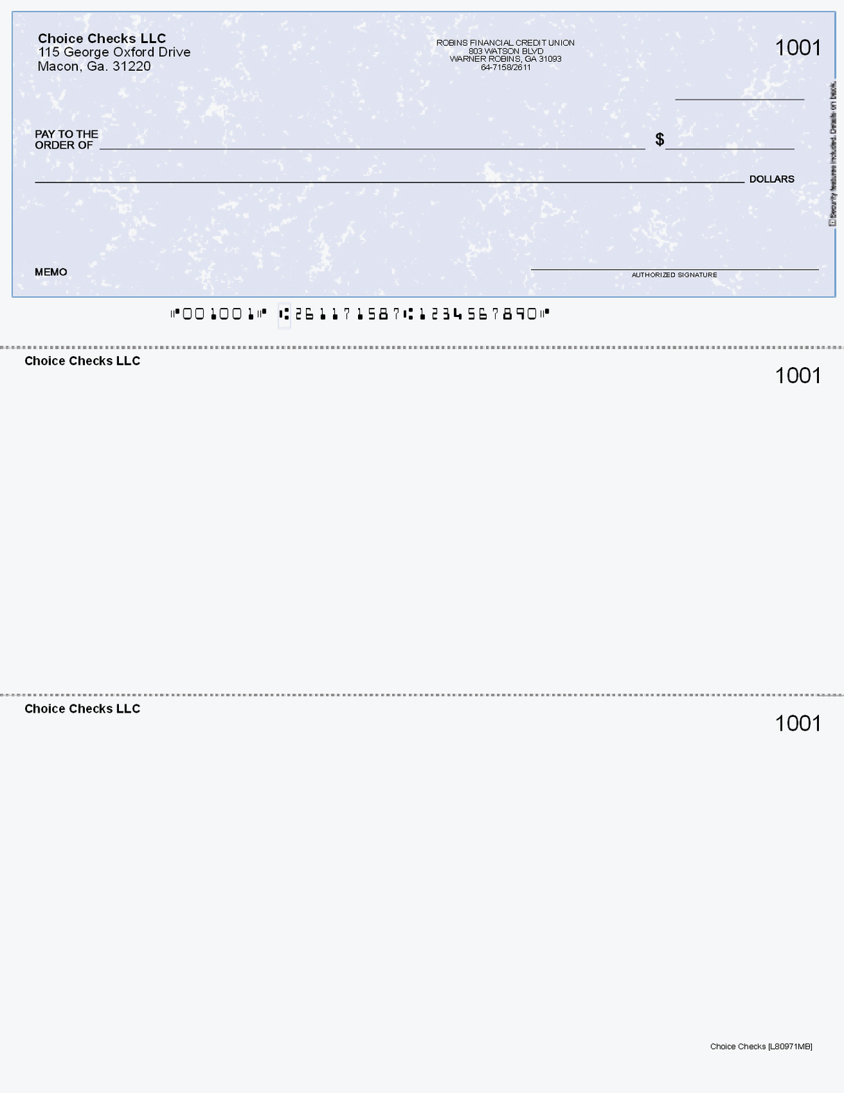 Marble Imprinted Business Check Top - Better Security