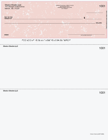 Marble Imprinted Business Check Top - Better Security