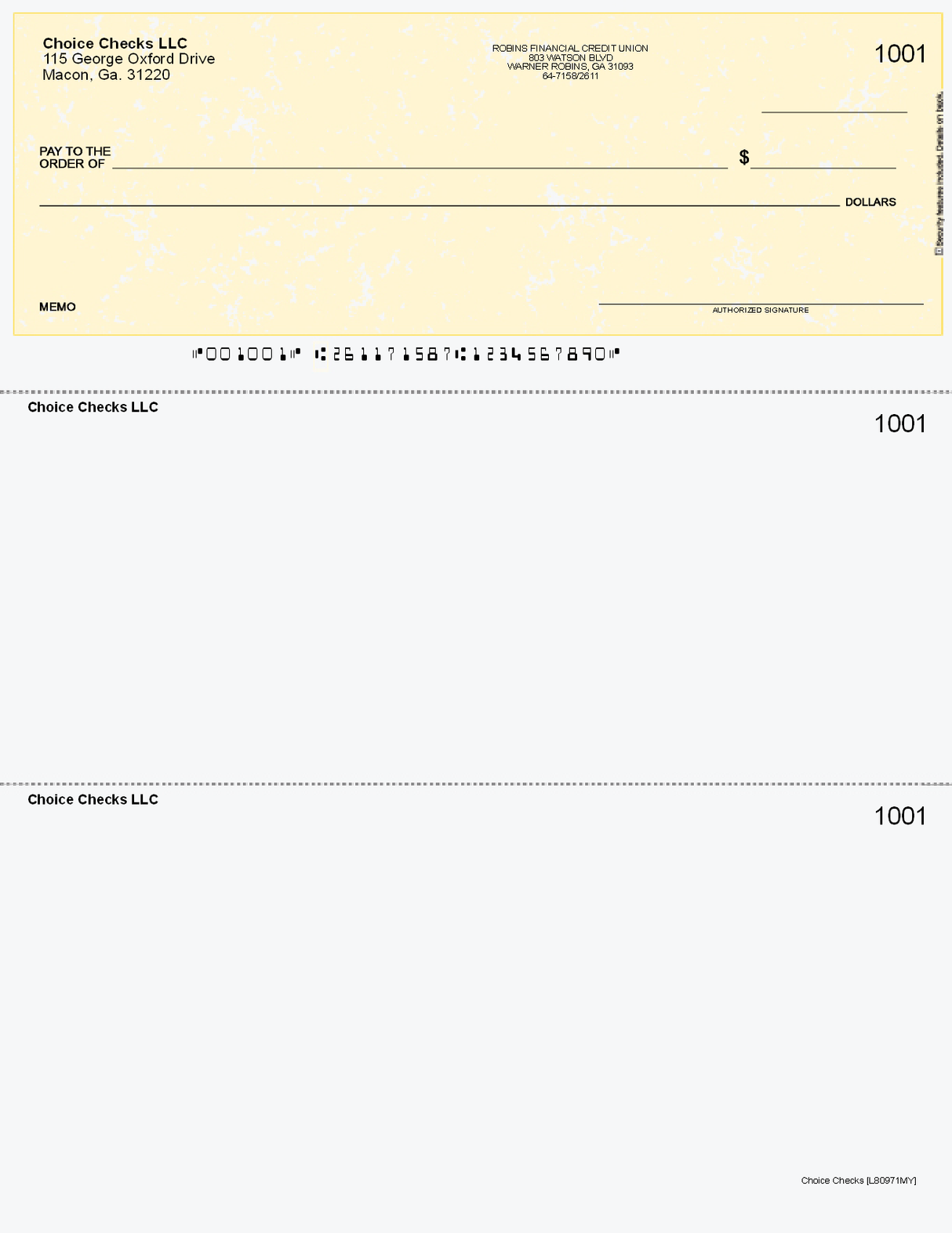 Marble Imprinted Business Check Top - Better Security