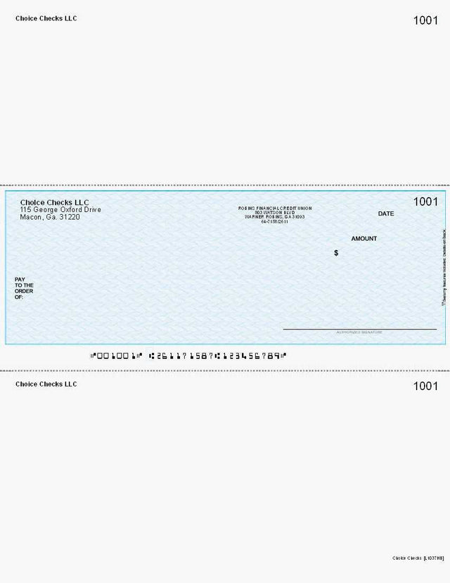 Herringbone Imprinted Business Checks In Middle -Herringbone Blue