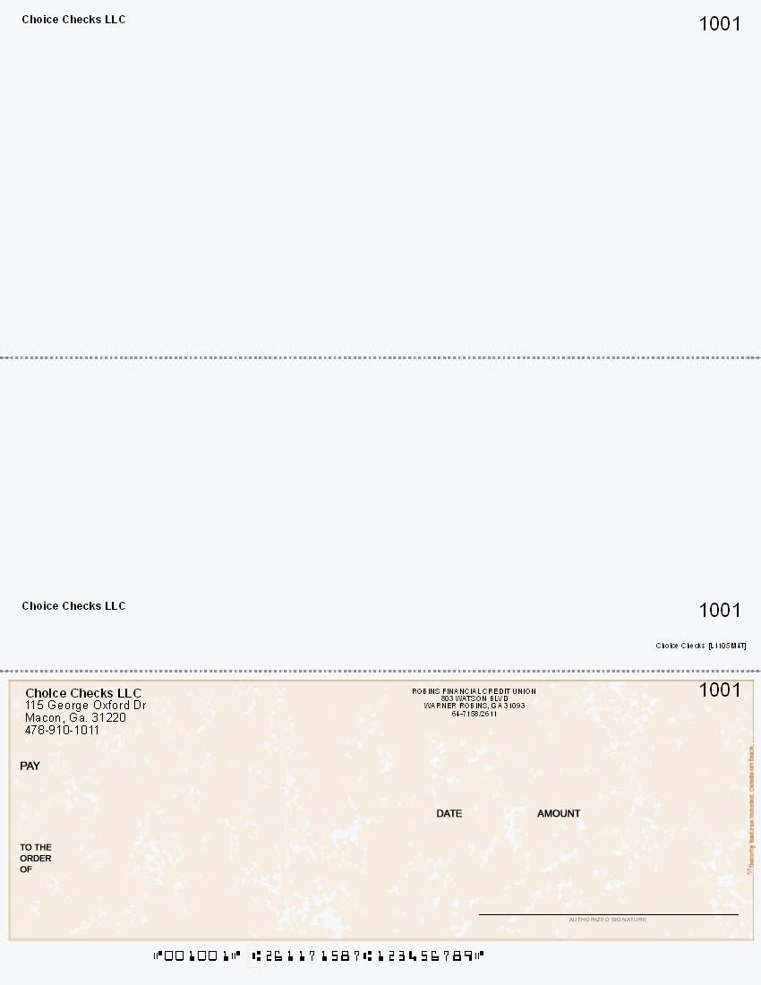 Marble Imprinted Business Check on Bottom - Good Security – Tan
