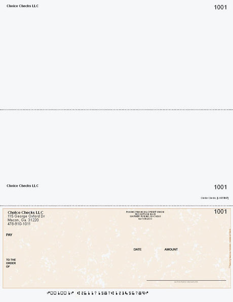 Marble Imprinted Business Check on Bottom - Good Security – Tan
