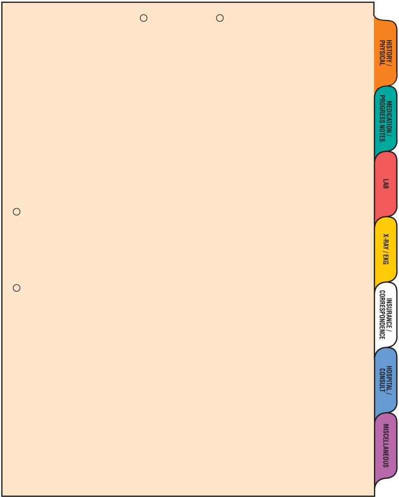 Medical Index Tabs-Standard, Color - Tab Set