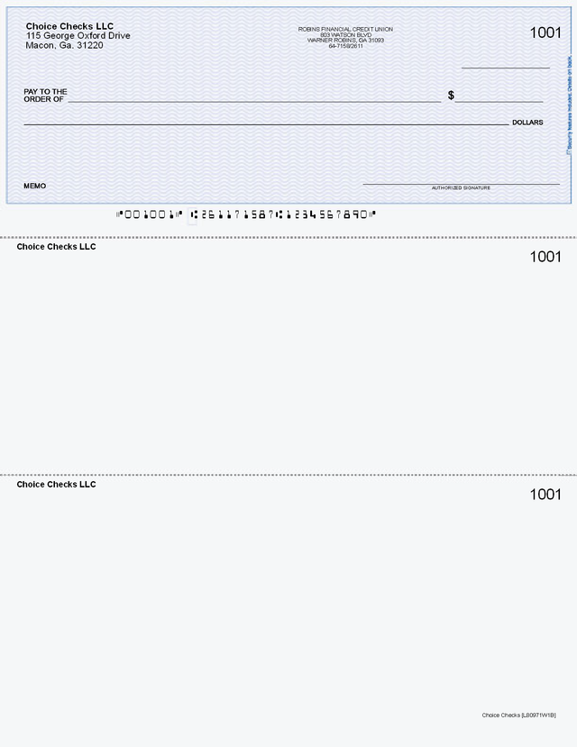 Wave Imprinted Business Checks on Top - Good Security - Wave Blue