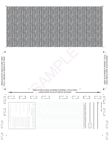 Check, Void Pantograph Blue – Blue 281 C-Fold Blank Pressure Seal Checks – 8½ × 11