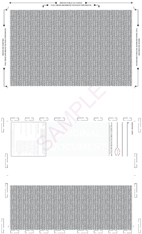 Void Pantograph Check – Teal 328 EZ-Fold Blank Pressure Seal Checks – 8½ × 14