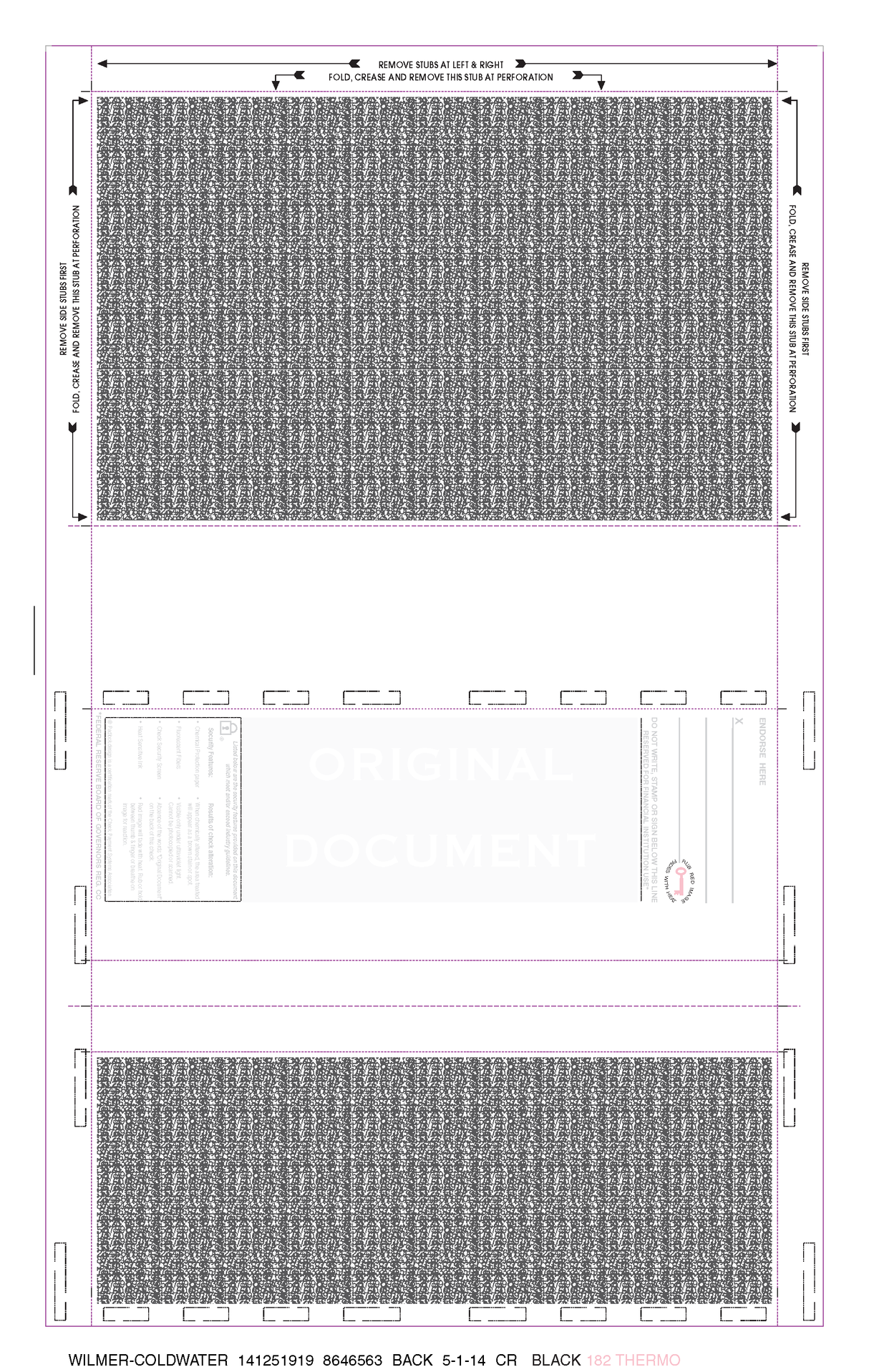 Check, Stock, Blank, Two Blockouts 28#, 8-1/2" x 14" Eccentric Z-Fold EZ-fold - Choice Checks