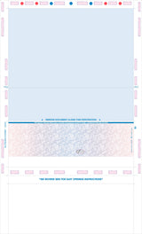 Blank Check with Backer, Two Blockouts and Hologram – Red / Blue / Red EZ-Fold Blank Pressure Seal Checks – 8½ × 14