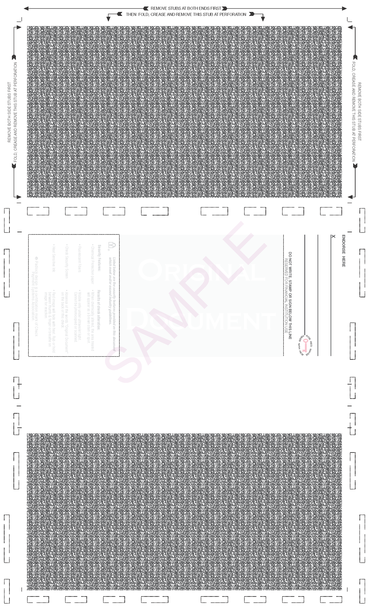 Void Pantograph Check – Burgundy 209 Z-Fold Blank Pressure Seal Checks – 8½ × 14