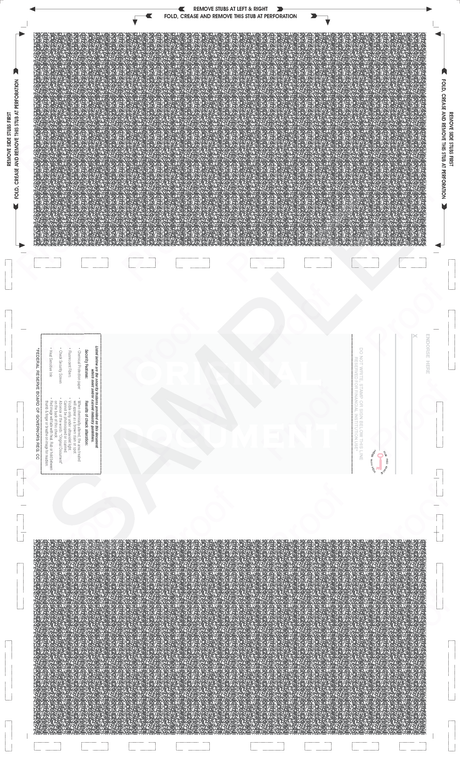 2¾-inch Blank Check with Backer and Two Blockouts Z-Fold Blank Pressure Seal Checks – 8½ × 14
