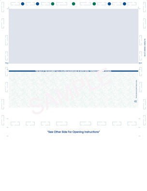 Void Prismatic Pantograph Check – Blue / Green / Blue Z-Fold Blank Pressure Seal Checks – 8½ × 11