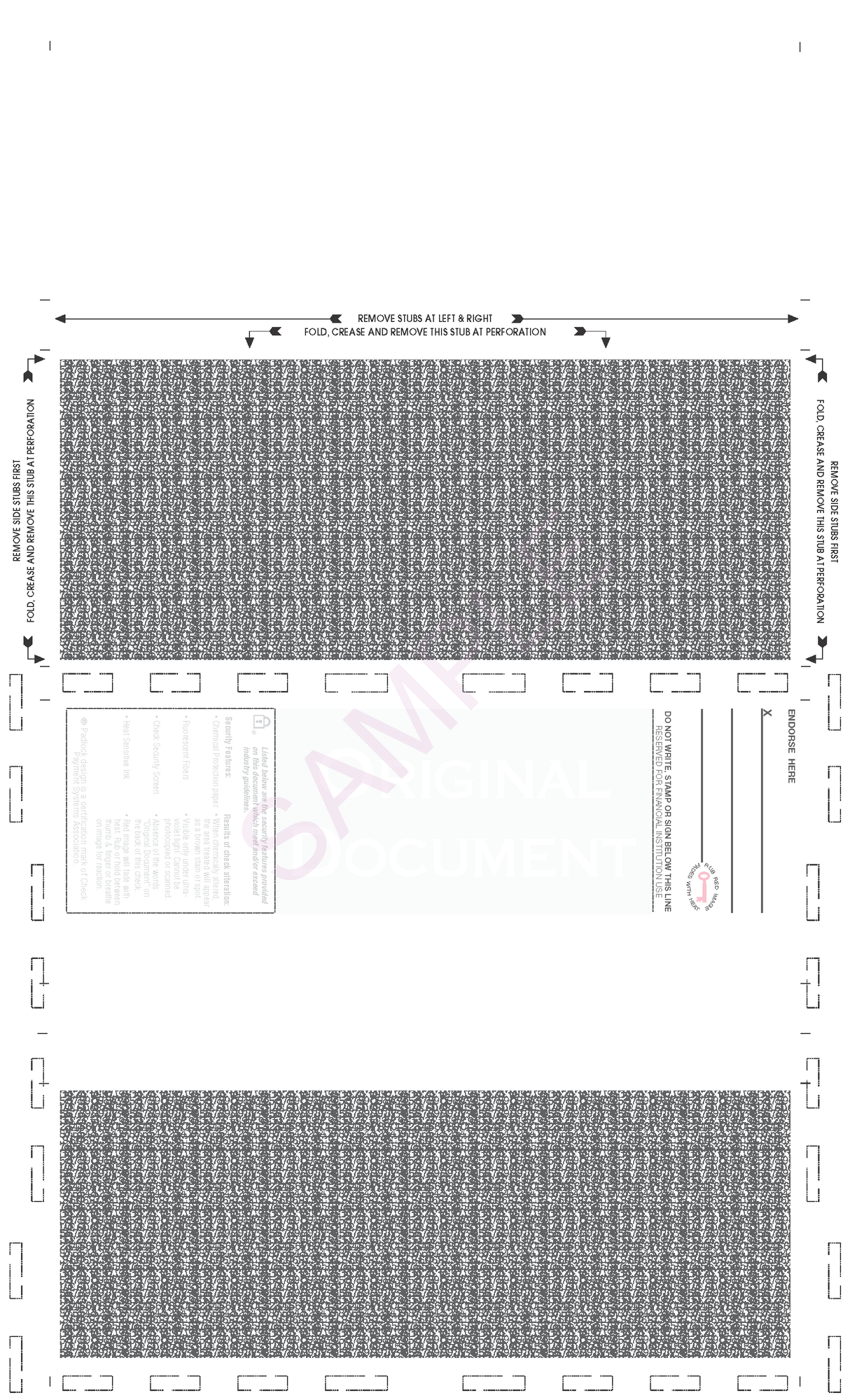 Void Pantograph Check with Extra Voucher – Blue 281 ZX-Fold Blank Pressure Seal Checks – 8½ × 14