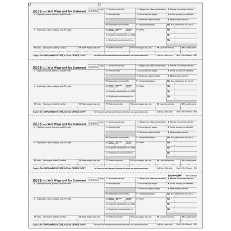 W-2 Employer State, City or Local, Copy 1/D - 4up Horizontal